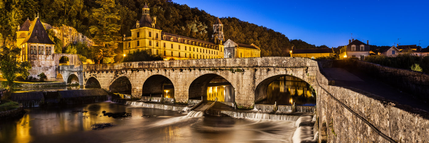 Herve Sentucq - Pont Coudé sur la Dronne, pavillon Renaissance et abbaye de Brantôme
