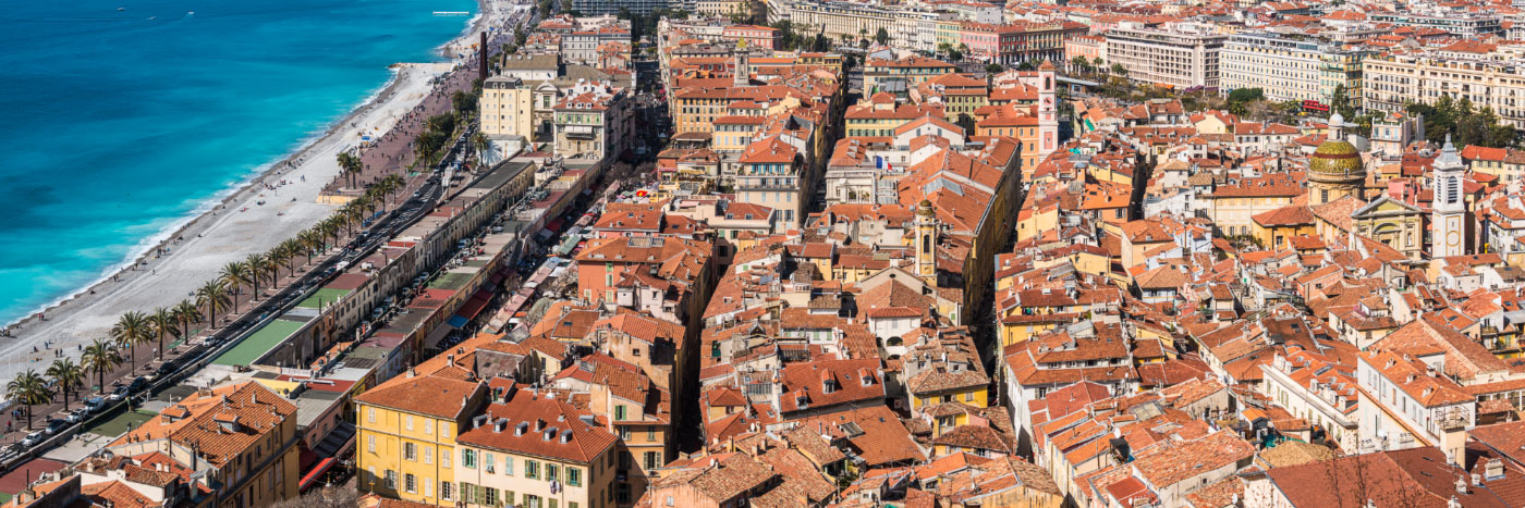 Herve Sentucq - Promenade des Anglais et baie des Anges face au Vieux Nice, Côte d'Azur