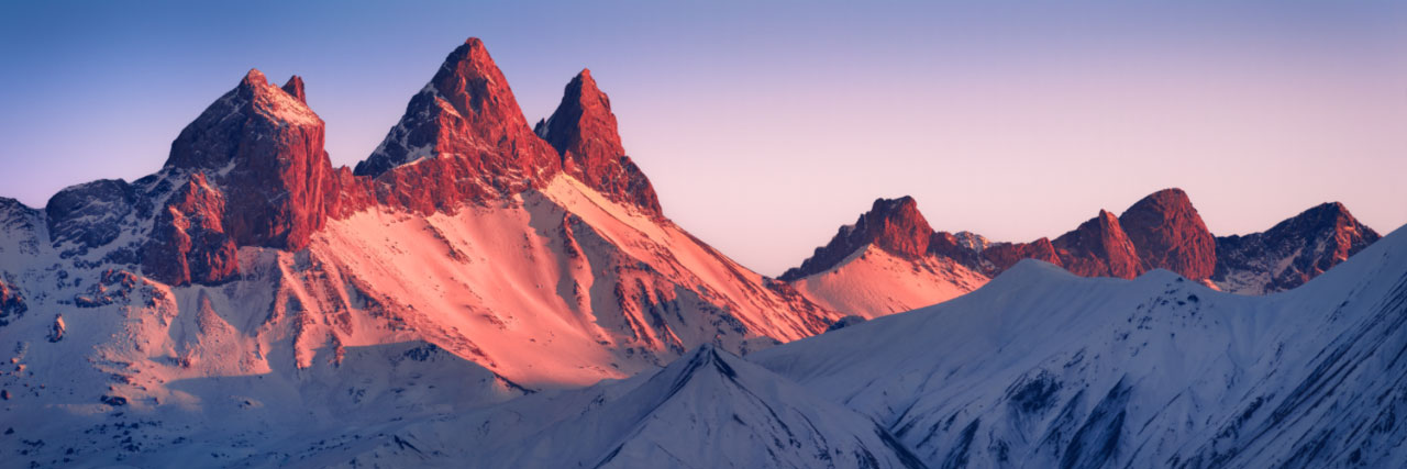 Herve Sentucq - Les Aiguilles d'Arves en hiver vues depuis la Maurienne