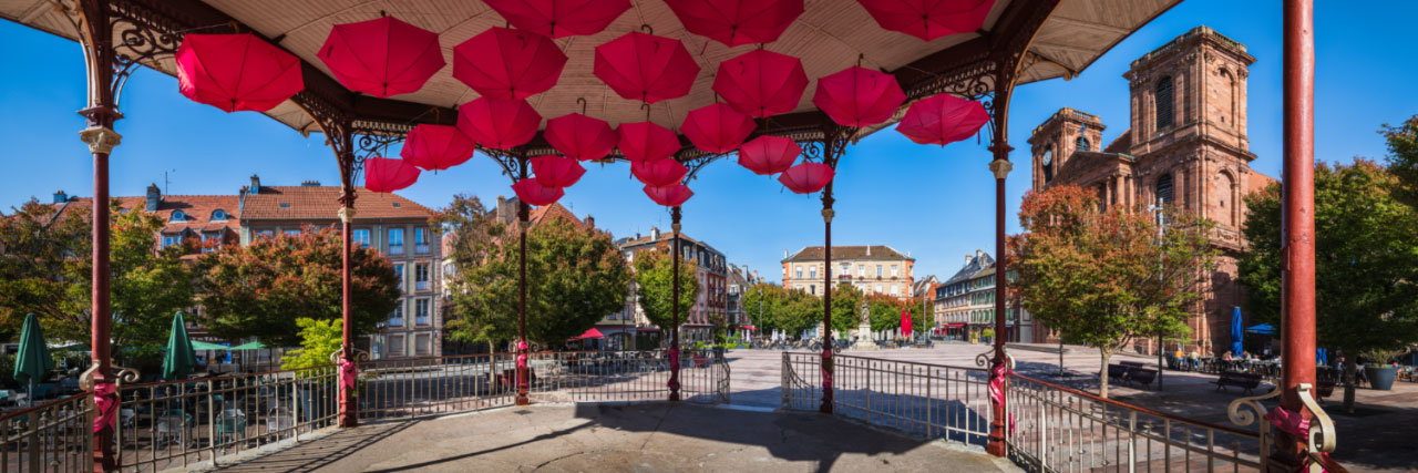 Place d'Armes depuis le kiosque à musique, Belfort, Territoire de Belfort