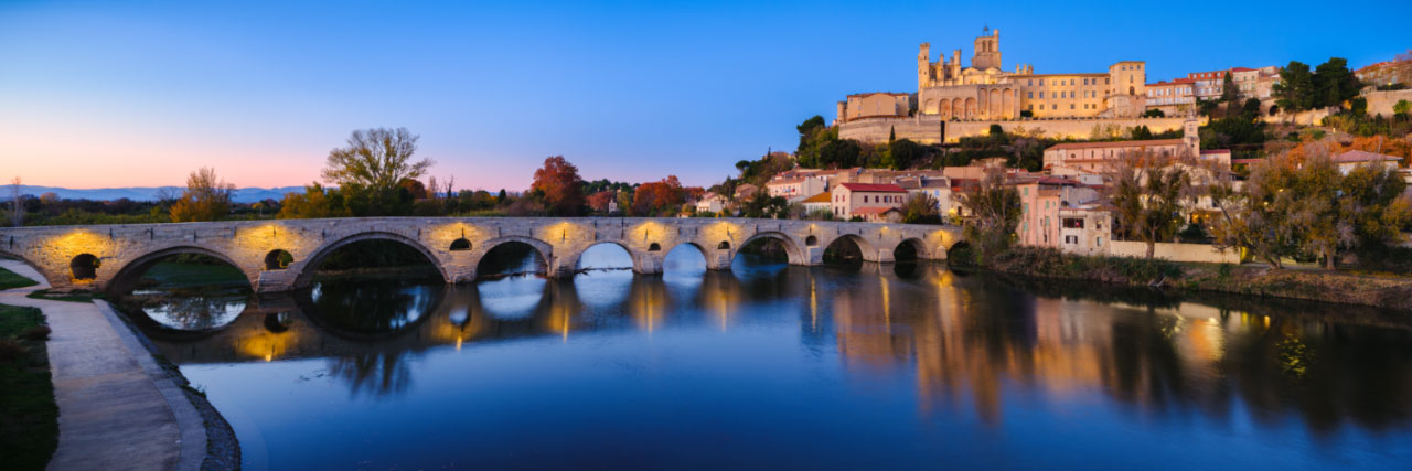 Herve Sentucq - L'Orb, le Pont Vieux et la cathédrale Saint-Nazaire, Béziers