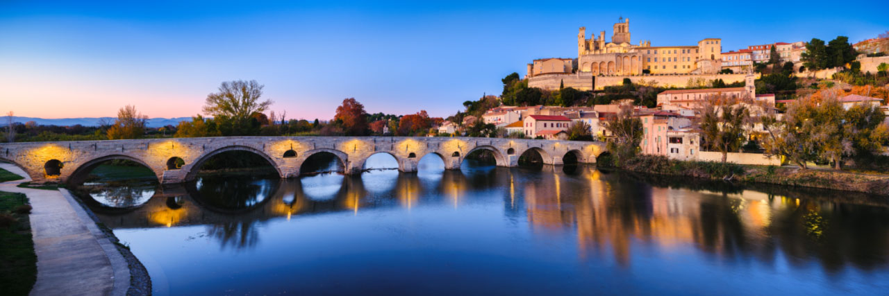 Herve Sentucq - L'Orb, le Pont Vieux et la cathédrale Saint-Nazaire, Béziers